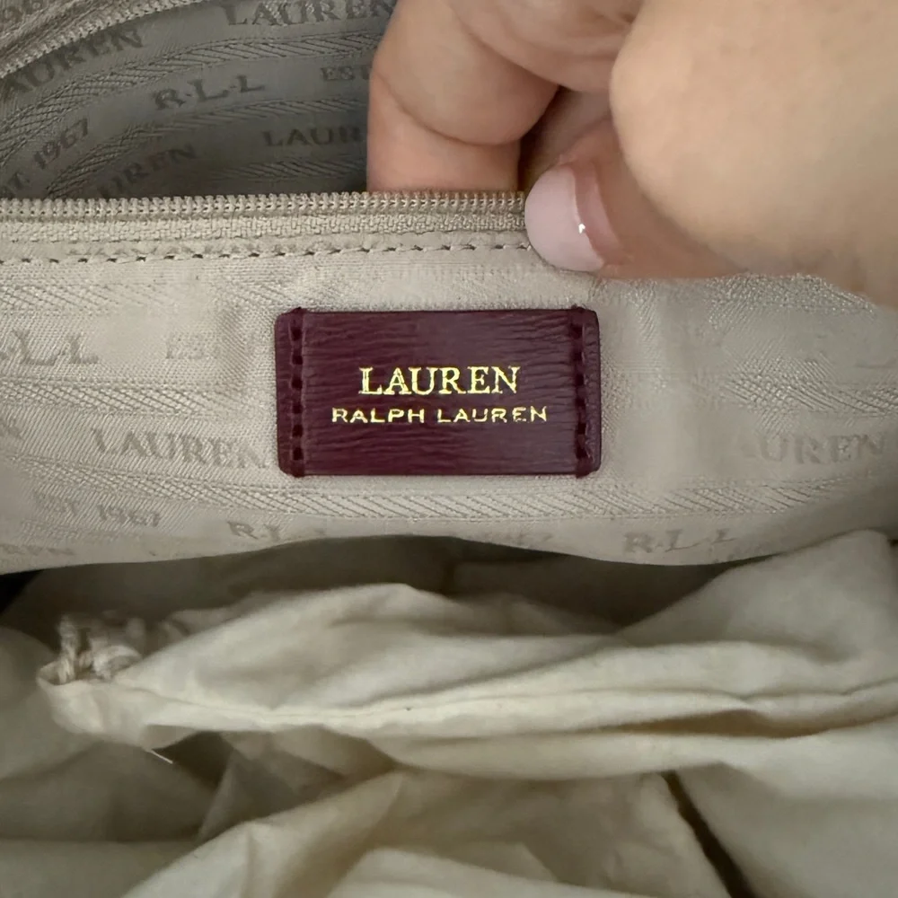 Lauren Ralph Lauren Bennington Saffiano Leather Tote Handbag | Merlot - Picture 4 of 11